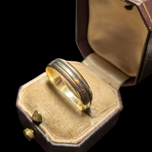 18K Gold & Black Enamel Band Ring Size 9.5 Unisex