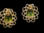 10K Yellow Gold Peridot Open Work Stud Earrings