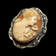 14K White Gold Right Facing Filigree Cameo Brooch