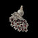 Sterling Silver Marcasite & Red CZ Open Work Peacock Brooch