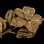 Birks Vermeil Filigree Flower and Leaves Brooch