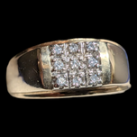 10-14K Yellow Gold Men's Diamond Cluster Ring Size 8 3/4