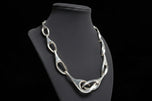 Sterling Silver Abstract Interlinking Chain Panel Necklace Mexico
