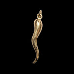 10K Yellow Gold Brushed / Etched Cornicello Pendant / Charm