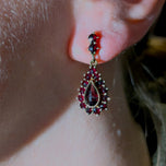 14K Bohemian Garnet Cluster Dangle Stud Earrings