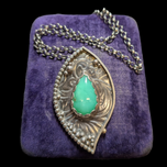 Sterling Silver & Chrysoprase Necklace Leaf Design