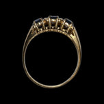 14K Yellow Gold Natural Heat Treated Triple Sapphire Ring Size 8 1/2