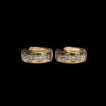 10K Yellow & White Gold Two Tone Etched Pattern Huggy Hoop Earrings by SCJ
