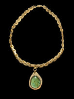 Mid-Century Modern / Brutalist Rafael Alfandary Glass & Brass Necklace