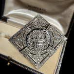 Art Deco Sterling Silver Marcasite Floral Leaf Brooch