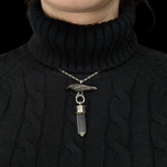 Sterling Silver Designer Thomas Sabo Crow / Raven Black CZ Crystal Necklace