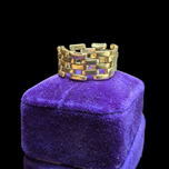 14K Yellow Gold Panther Link / Gear Ring Size 9 1/4