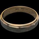 14K Yellow & White Gold Stamped Bevel Band Sunburst / Starburst Size 8 1/4