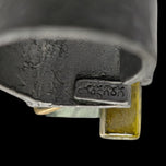 Anne-Marie Chagnon Pewter Adjustable Modernist Ring Green / Yellow Glass Stones