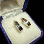 14K Two Tone Yellow & White Gold Half-Hoop Stud Earrings