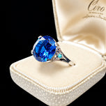 10K White Gold Synthetic Blue Spinel & Turquoise Ring Size 5.5