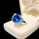 10K White Gold Synthetic Blue Spinel & Turquoise Ring Size 5.5
