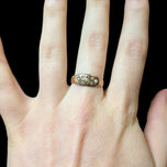 Antique 10K Yellow Gold Seed Pearl Etched Ring Size 7 1/2