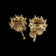 14K Yellow Gold Garnet Flower Cluster Stud Earrings