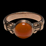 Antique 9K Rose Gold Carnelian Cabochon Ring Size 6.5
