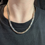 Heavy Sterling Silver Panel Link Necklace 17"