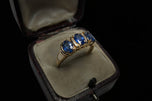 14K Yellow Gold Natural Heat Treated Triple Sapphire Ring Size 8 1/2