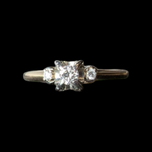14K Yellow Gold & White Gold Art Deco Diamond Engagement Ring Size 6 3/4