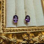 10K Yellow Gold Hinge / Lever Back Amethyst Gemstone Earrings