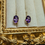 10K Yellow Gold Hinge / Lever Back Amethyst Gemstone Earrings