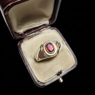 10K Yellow Gold Bezel Set Garnet & Diamond Ring Size 8 1/4 - Unisex