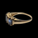 14K Yellow Gold Natural Heat Treated Triple Sapphire Ring Size 8 1/2