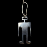 Sterling Modernist Human / Robot Figure Pendant Necklace