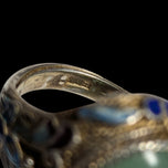 Early Chinese Export Ring Gilt Silver, Enamel and Jade Butterflies