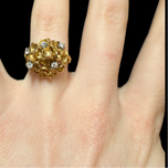 Birks 18K Yellow Gold Scattered Diamond / Floral Pattern Ring Size 5.5