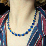 Sterling Silver & Lapis Lazuli Gemstone Panel Link Necklace