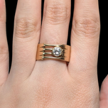 10K Yellow Gold Custom Ring with 0.4 CT Round Brilliant Cut Natural Diamond Size 8