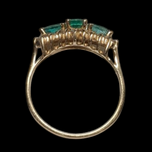 14K Yellow Gold, Emerald and Diamond Estate Ring Size 7