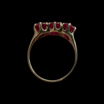 10K Gold Synthetic Ruby 3 Stone Ring Size 6.5