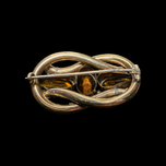 Antique Gold Filled Love Knot Brooch with Citrine Paste *Glass* and Floral Etching