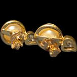 10K Yellow Gold Pearl and Diamond Heart Stud Earrings