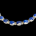 Sterling Silver & Lapis Lazuli Gemstone Panel Link Necklace