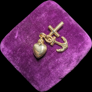 10K Yellow Gold Faith, Hope & Charity Charm Puffy