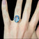 Shiptonia of England Silver & Blue Glass Statement Ring Size 5
