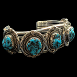 Sterling Silver & Turquoise Artist Signed Navajo Cuff Bracelet V & N Edsitty
