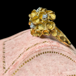 Birks 18K Yellow Gold Scattered Diamond / Floral Pattern Ring Size 5.5