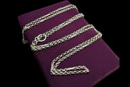 Vintage .800 Silver Rolo Link Watch Fob Chain or Muff Chain Necklace 50" Bolt Clasp