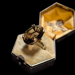 10K Yellow Gold Smokey Quartz Cocktail Ring Size 4