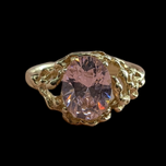 10K Yellow Gold and Pink Cubic Zirconia Ring Size 6.5
