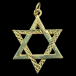 9K Yellow Gold Etched Star of David Pendant / Charm