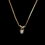 X O Natural Diamond 10K Yellow Gold Pendant Necklace